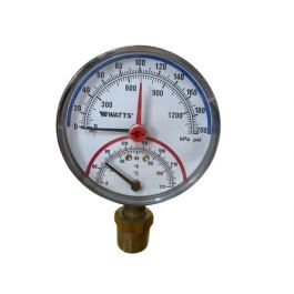 Watts 0121665 Bottom Entry Pressure/Temperature Gauge 0-200 PSI
