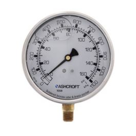 Ashcroft 1001008AL02L-0/160 4" Liquid Filled Pressure Gauge 0-160 PSI 1/4" NPT Lower Mount