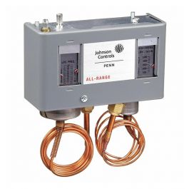 Johnson Controls P70LB-1C SPST Dual Pressure Control 20-100 PSIG Low Side 100-500 PSIG High Side W/Knob 36" Capillary